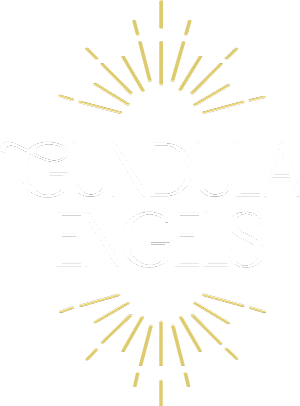 Logo mit dem Namen 'Gundula Engels' in weißer Schrift, umgeben von goldfarbenen Strahlen auf schwarzem Hintergrund