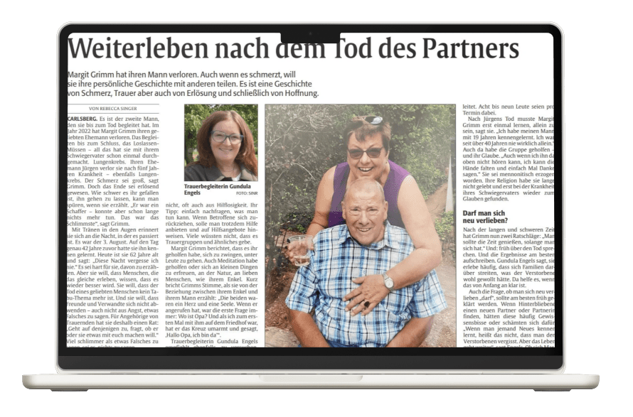 Zeitungsartikel &uuml;ber Trauer